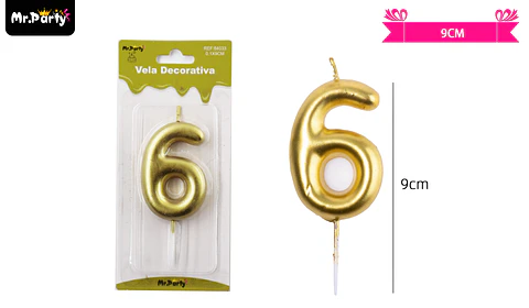 Vela de número 6 dorado 3.8*6CM