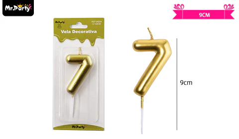 Vela de número 7 dorado 3.8*6CM