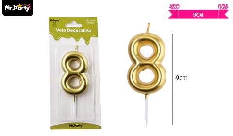Vela de número 8 dorado 3.8*6CM