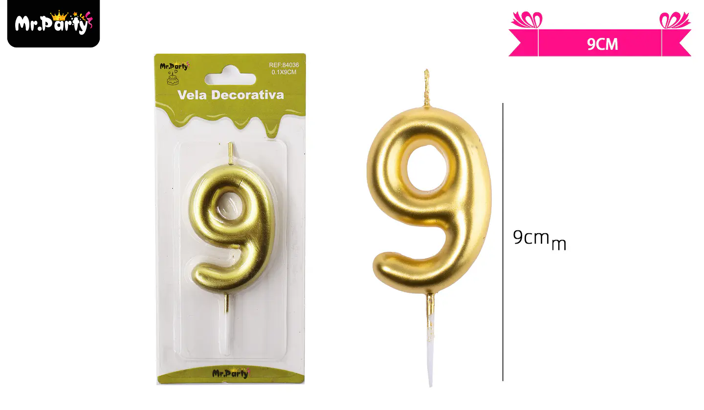 Vela de número 9 dorado 3.8*6CM 2