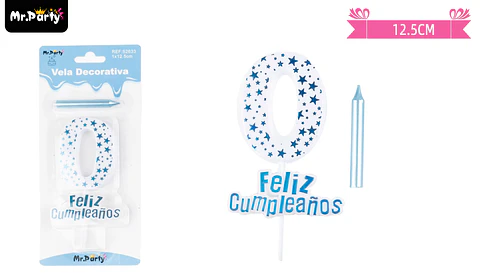 Vela de cumpleaños número 0 estrella celeste