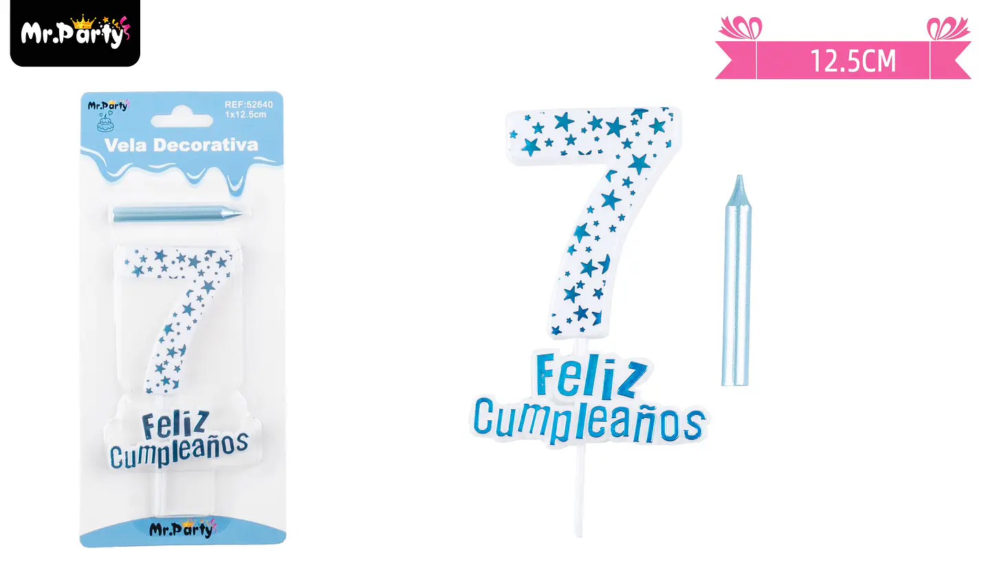 Vela de cumpleaños número 7 estrella celeste 1