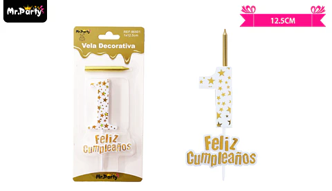 Vela de cumpleaños número 1 estrella dorado