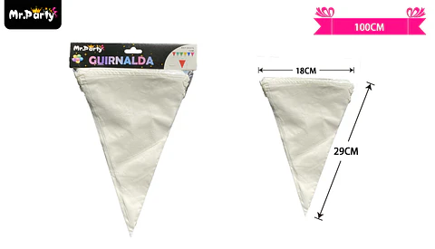 Guirnaldas banderín triángulo 10m blanco
