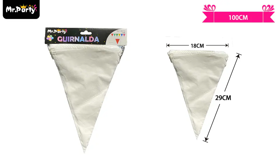 Guirnaldas banderín triángulo 10m blanco 1