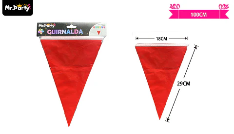 Guirnaldas banderín triángulo 10m rojo