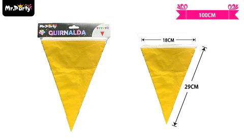 Guirnaldas banderín triángulo 10m amarillo