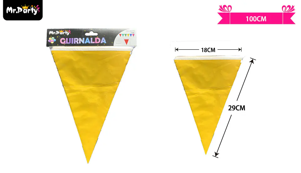 Guirnaldas banderín triángulo 10m amarillo 1