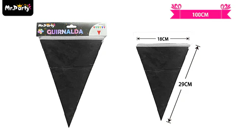 Guirnaldas banderín triángulo 10m negro
