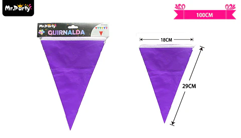 Guirnaldas banderín triángulo 10m morado