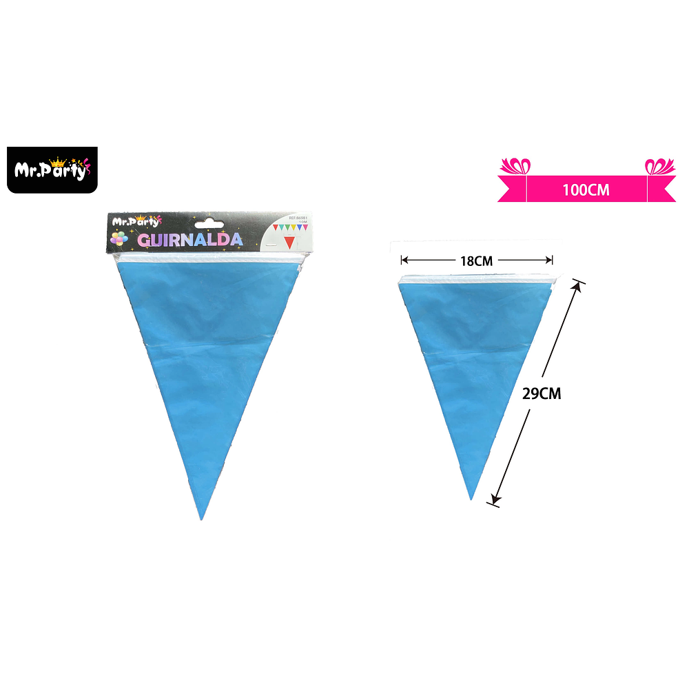 Guirnaldas banderín triángulo 10m celeste