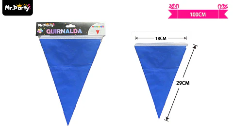 Guirnaldas banderín triángulo 10m azul
