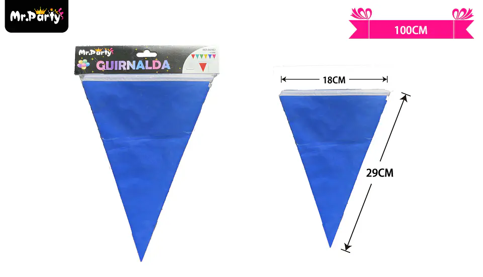 Guirnaldas banderín triángulo 10m azul 1