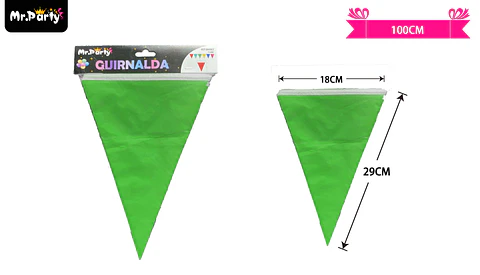 Guirnaldas banderín triángulo 10m verde