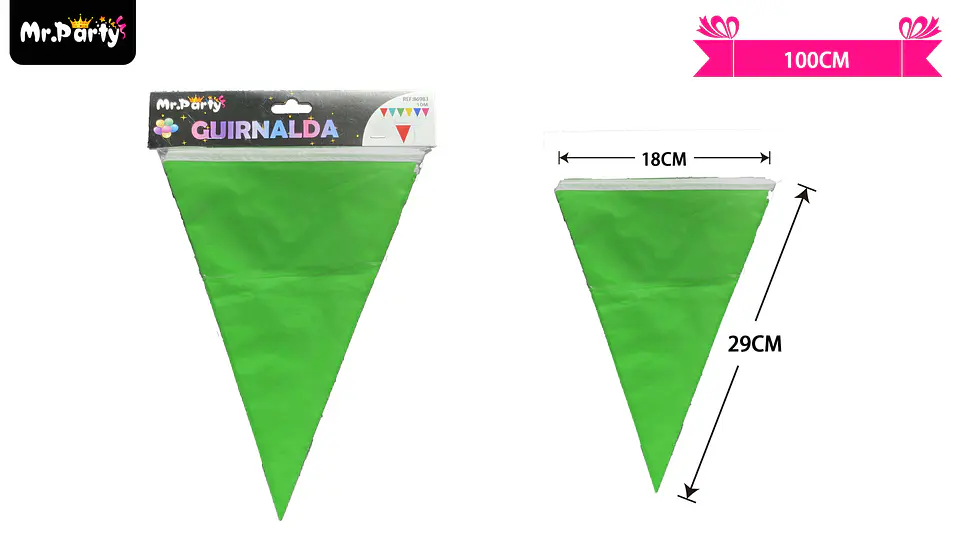 Guirnaldas banderín triángulo 10m verde 1