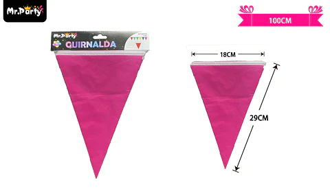 Guirnaldas banderín triángulo 10m rosado