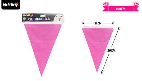 Guirnaldas banderín triángulo 10m rosado claro