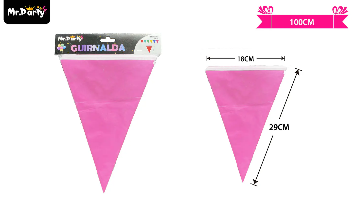 Guirnaldas banderín triángulo 10m rosado claro 1