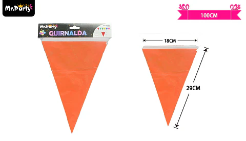 Guirnaldas banderín triángulo 10m naranja