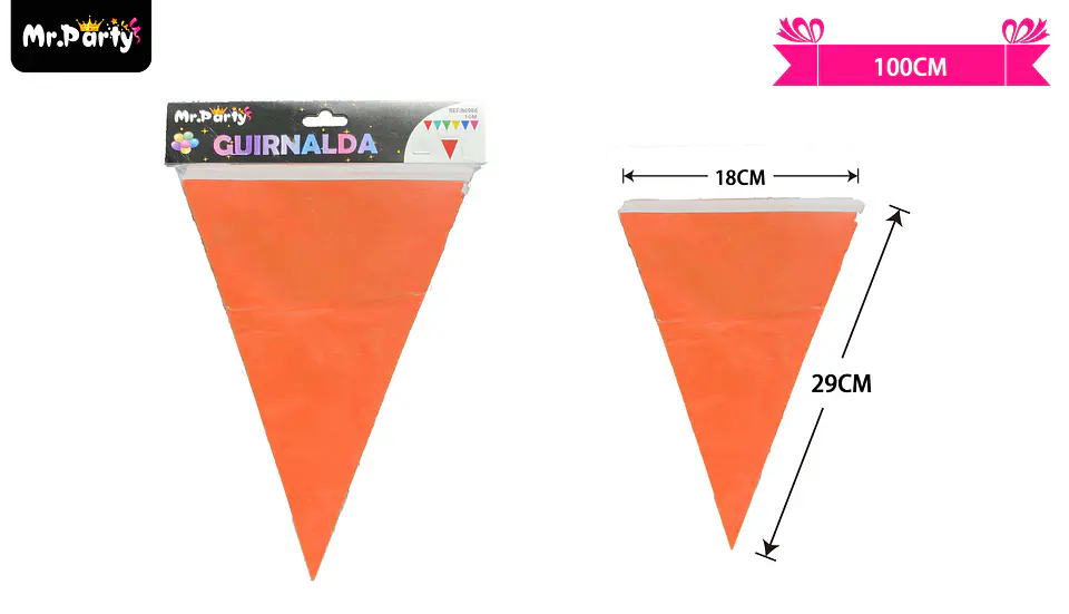 Guirnaldas banderín triángulo 10m naranja 1
