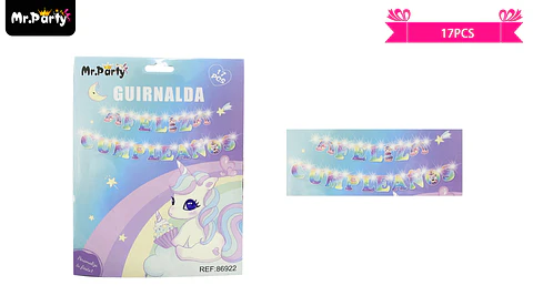 Guirnaldas con luz feliz cumpleaños unicornio