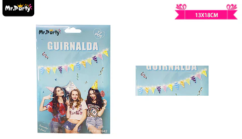 Guirnaldas banderín multicolor con luz 3m 12pcs