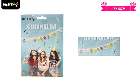 Guirnaldas banderín multicolor con luz 3m 12pcs