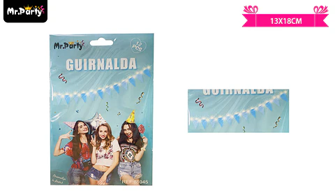 Guirnaldas banderín celeste con luz 3m 12pcs