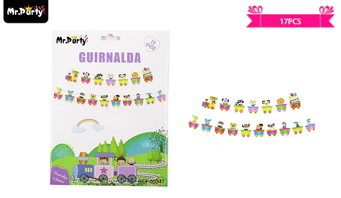Guirnaldas 5m 17pcs animales en tren