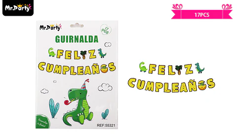 Guirnaldas 5m 17pcs dinosaurio