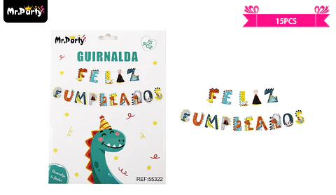 Guirnaldas 5m 15pcs dinosaurio