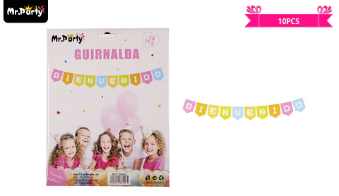 Guirnaldas banderín multicolor 3m bienvenido