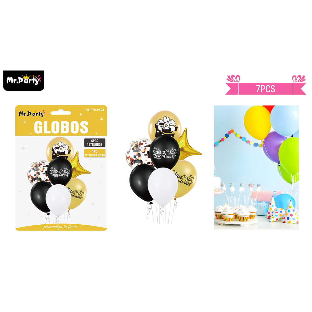 Set de globos de látex 7pcs feliz cumpleaños