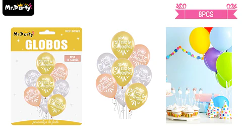 Set de globos de látex 8pcs feliz cumpleaños