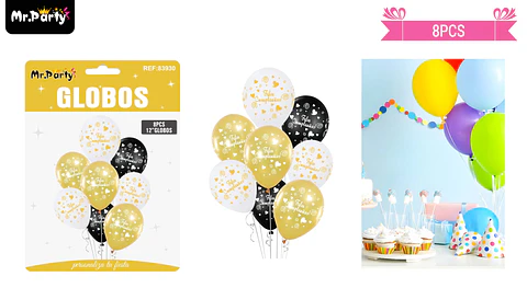 Set de globos de látex 8pcs feliz cumpleaños