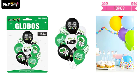 Set de globos de látex 10pcs feliz cumpleaños negro y verde