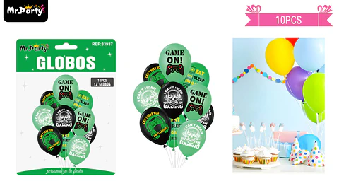 Set de globos de látex 10pcs feliz cumpleaños negro y verde