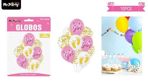 Set de globos de látex 10pcs baby shower it's a girl