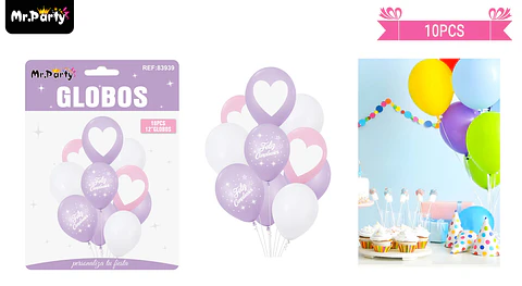 Set de globos de látex 10pcs feliz cumpleaños color pastel
