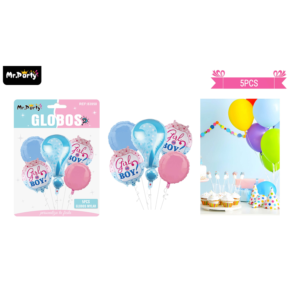 Set de globos de látex 5pcs baby shower