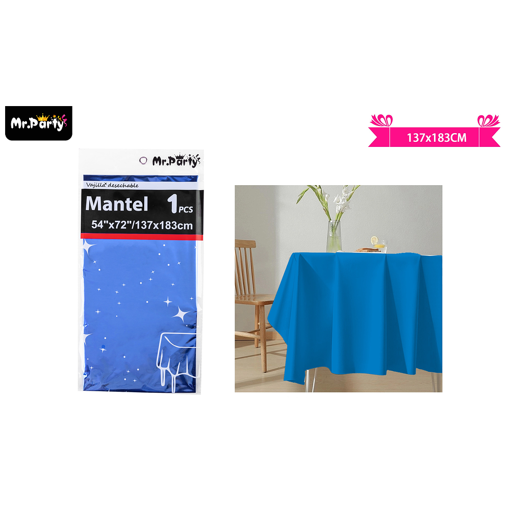 Mantel metálico azul 137*183cm