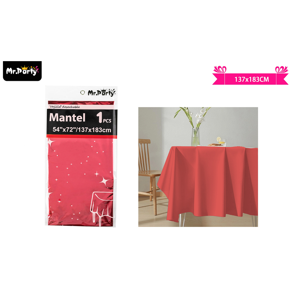 Mantel metálico rojo 137*183cm