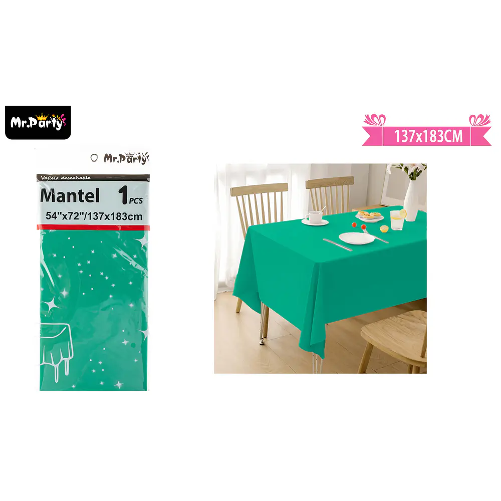 Mantel plástico verde 137*183cm