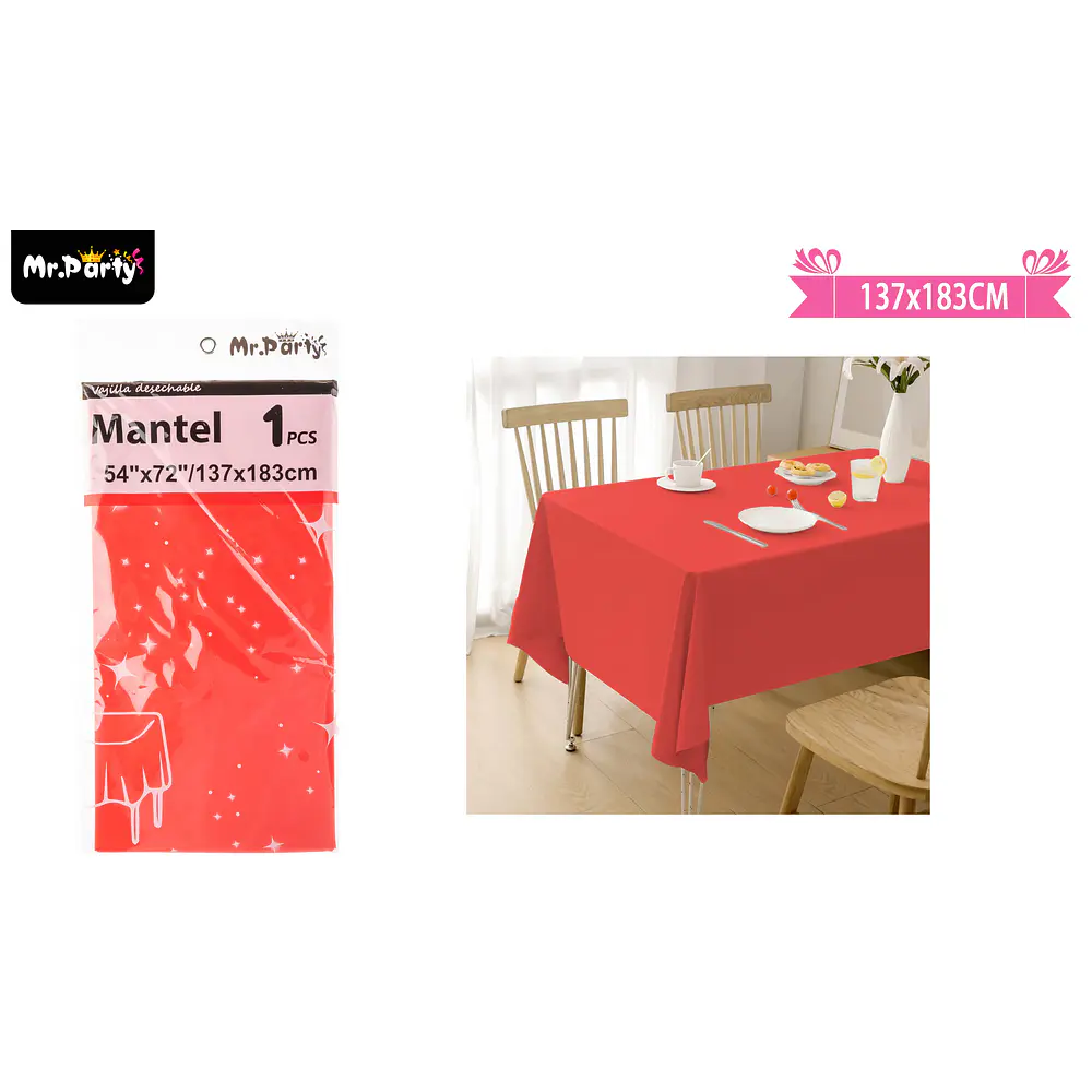 Mantel plástico rojo 137*183cm