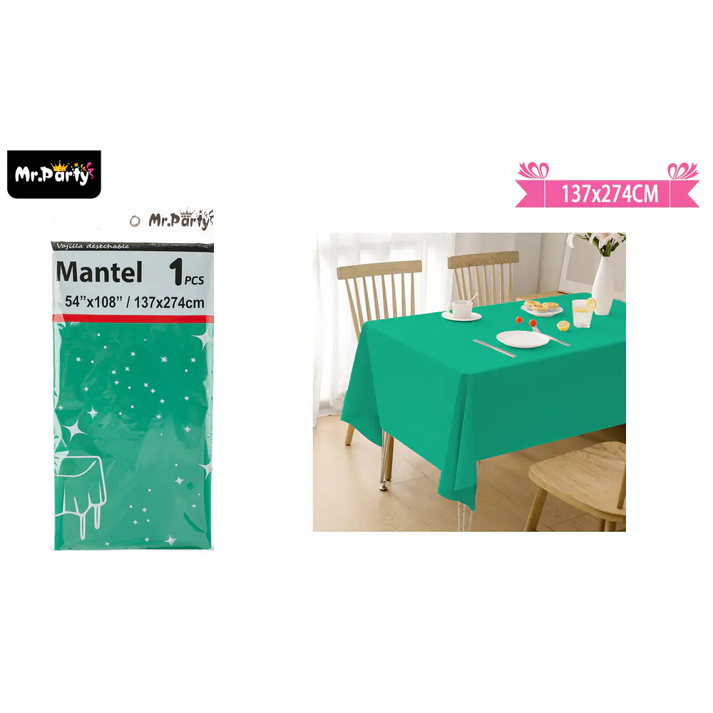 Mantel plástico verde 137*274cm
