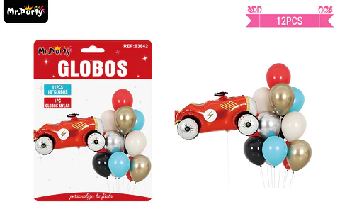 Set de globos látex con autos cars 12pcs