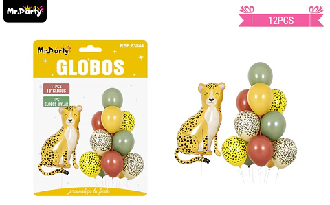 Set de globos látex con leopardo 12pcs