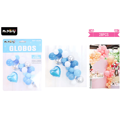 Set de globos látex celeste 28pcs