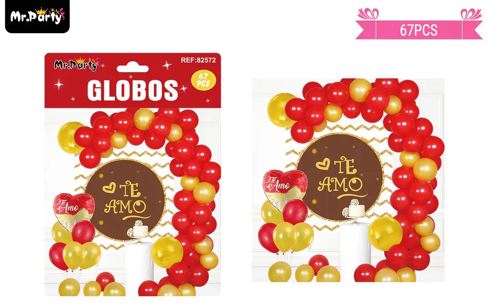 Set de globos látex san valentín te amo 67pcs  1