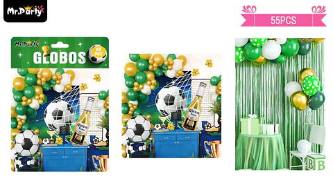 Set de globos látex fútbol y cerveza 55pcs